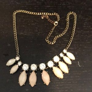Pale pink and white stone necklace